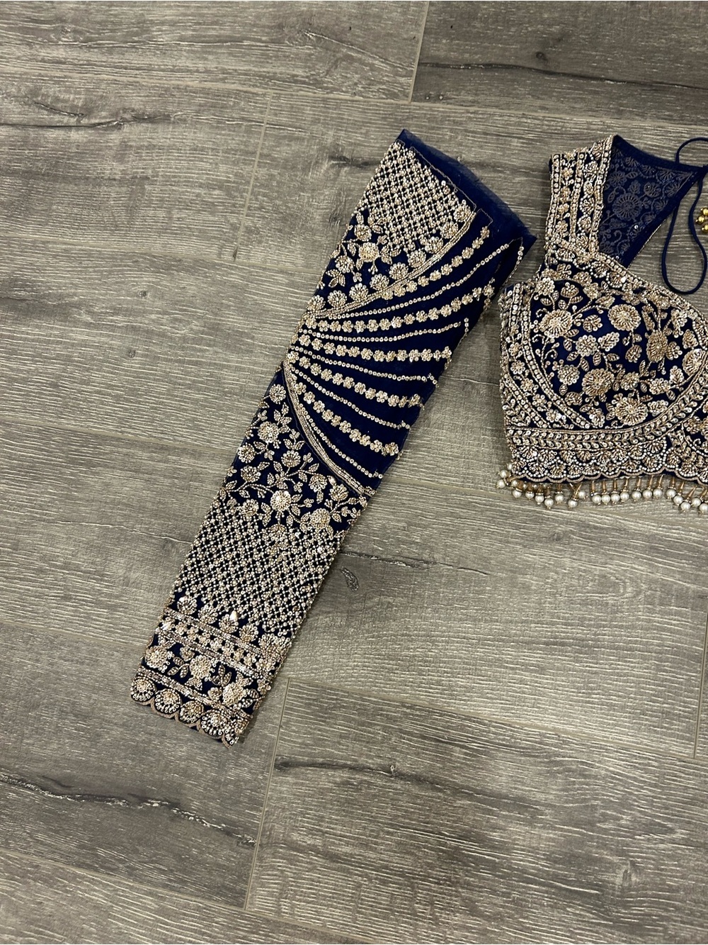 Luxury Royal Blue & Gold Designer Saree - Picture 12 of 16